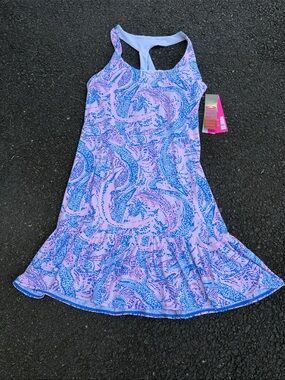 NWT! LILY PULiTZER Luxletic Pink & Blue Racerback Dress Summer
